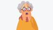 Old woman fear and fright emotion. Shocked afraid sen