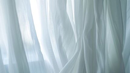 Aufkleber - Close up of a sheer white window curtains Abstract interior scene : Generative AI