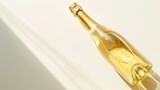 Fototapeta Sport - Top view white sparkling wine bottle and glass wine with sun shadow and glare on light white background Flat lay  golden champagne bottle Summer alcoholic drink concept banner with cop : Generative AI