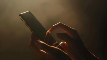 Aufkleber - closeup of hands with mobile phone or smartphone : Generative AI