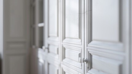Closeup of the rooms white wood cabinets : Generative AI