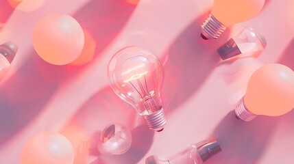 Aufkleber - One out unique idea light bulb concept  Flat lay : Generative AI