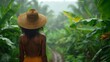 Woman traveling in a tropic nature