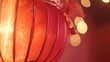 Close Up Red Chinese Lantern Lunar New year : Generative AI