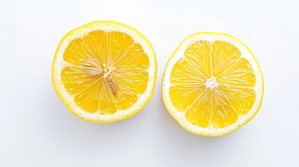 Aufkleber - Whole and half sliced lemon isolated on white background Top view Flat lay : Generative AI