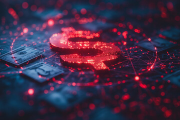 Poster - A red dollar sign is surrounded by a blue background