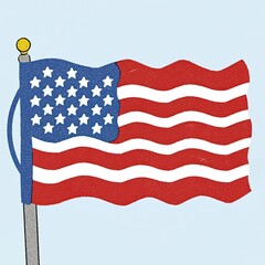 American flag on flat style