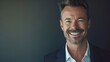 © Generative AI - Handsome businessman smiling and looking at camera Portrait of carefree mature man with copy space Successful mid adult business man laughing : Generative AI