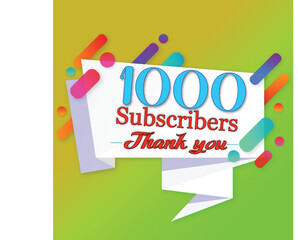 Wall Mural - Thank you 1000 subscribers, A celebration modern card colourful design for your channels or social networks.