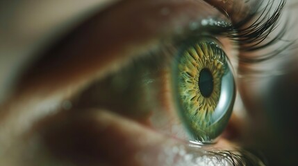 Canvas Print - perfect green eye macro in a sterile environment and perfect vision in resolution 6k concept the vision of the future and healthy life concept view precise and straight to the target : Generative AI