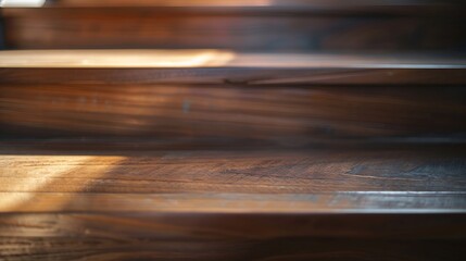 Poster - Closeup plan wooden steps in the interior of the house : Generative AI