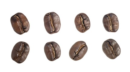 Poster - Coffee beans isolated on white background  top view  flat lay : Generative AI