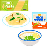 Fototapeta  - 市販の米の麺と麺料理