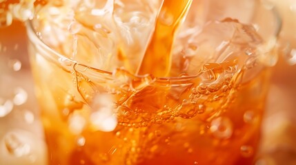 Aufkleber - Thai tea mixing with milk texture background Food and drink close up : Generative AI