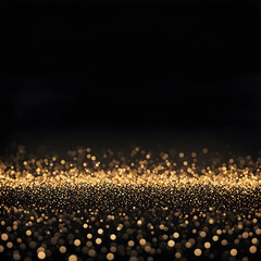 Wall Mural - Abstract gold bokeh lights on black background.