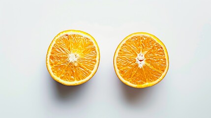 Poster - Flat lay of Orange with cut in half isolated on white background : Generative AI