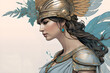 Athena, goddess of just war. A beautiful sculpture of a Greek goddess.