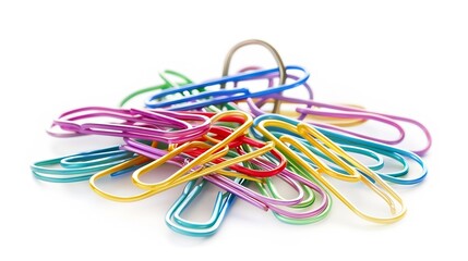 Poster - Paper clips isolated on white background : Generative AI
