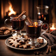 A Painting of a Winter's Night Revelry: Steaming Spiced Mulled Wine Bathed in Warm Light