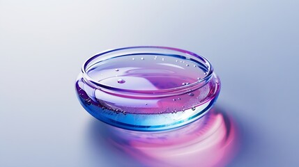 Aufkleber - Petri dish Petris cup with liquid Chemical elements oil cosmetics Gel water molecules viruses Closeup On a white background : Generative AI