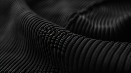 Aufkleber - Soft black color ribbed fabric pattern close up as background : Generative AI