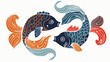 Pisces two fishes astrological icon. Zodiac sign horo