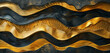 Tactile gold waves on black canvas bring 3D luxury to dramatic interiors.