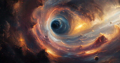 Wall Mural - mysterious outer space with stars, galaxies, constellations, planets and a black hole in universe