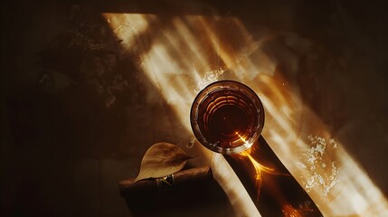 Poster - flat lay cognac cigar with copy space Resolution and high quality beautiful photo : Generative AI