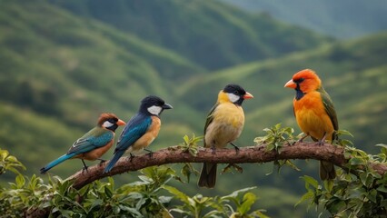 Wall Mural - A Choir of Colors: Birds in Harmony