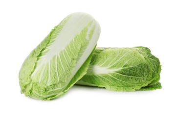 Fresh ripe Chinese cabbages isolated on white