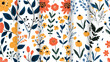 Seamless floral patterns set. Naive doodle simple flo