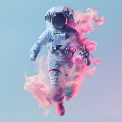 Wall Mural - spaceman or astronaut surrounded by smoke.