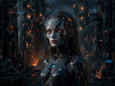 Cyborg in Dystopian City