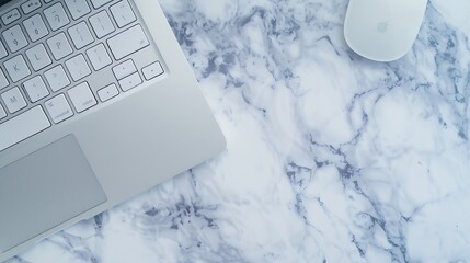 Aufkleber - Marble background workspace Flat lay top view office table : Generative AI