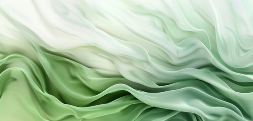 Wall Mural - Gradual moss to mint waves evoke calmness, perfect for serene interior decor.