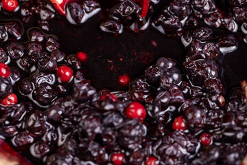 Wall Mural - large number of frozen blueberries with red unripe