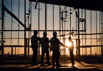 silhouette business industrial engineer construction team working together