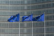 © respiro888 - Fluttering European Union flags in a row in Brussels, Belgium. Close up
