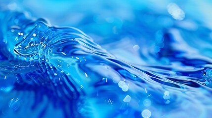Aufkleber - Blue textured background of waves with ripples on the water Closeup selective focus defocus : Generative AI