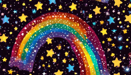 sky stars galaxy celestial background pattern rainbow big glitter night fun confetti seamless gliste