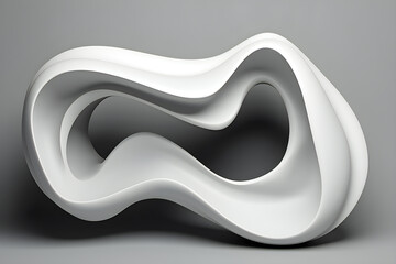 Poster -  Abstract 3d design against   gray  background. Smooth shape 3d rendering , generated by AI. 3D illustration