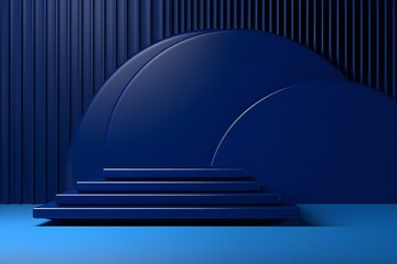 Poster - Blue  realistic 3d cylinder pedestal podium. Abstract  rendering geometric platform. Product display presentation. Minimal scene.