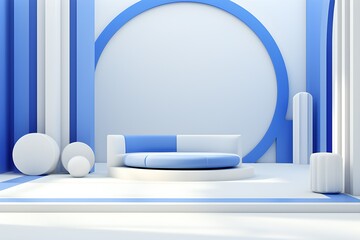 Poster - 3d illustration of a  podium stand on the background of a geometric composition.   generated by AI, 3D illustration