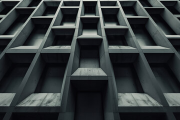 Poster - Abstract 3d pattern. Brutalist building facade. Background image. Created with Generative AI technology.
