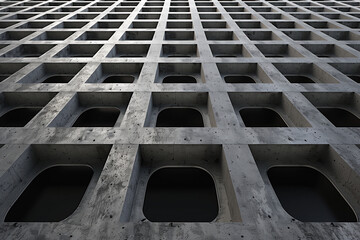 Poster - Abstract 3d pattern. Brutalist building facade.  Background image. Created with Generative AI technology.