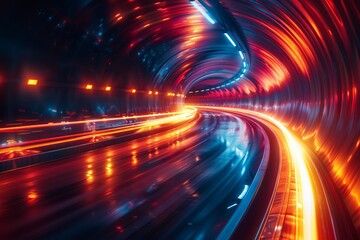 Poster - dynamic image capturing the essence of speed and motion through a vivid display of red and blue ligh