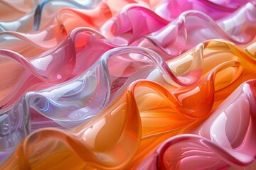 Poster - This image features waves of glossy colors overlapping each other in a vibrant, abstract composition, full of movement
