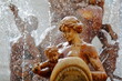 Close-up on details of Artemis fountain (or Diana fountain, dated from 1906) located on Piazza Archimede (Archimede square) in Ortigia Island, Syracuse, Sicily, Italy