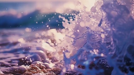 Aufkleber - wave splash sea beach macro close up : Generative AI